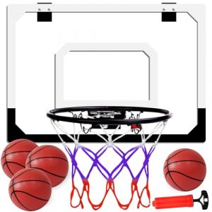 Mini Panier de Basket, Panier Basket Enfant, Portable Panier de Basket Mural Bureau avec 4 Ballons, Panier de Basket Interieur Exterieur, Cadeau pour Garçons Filles (MK_techs, neuf)