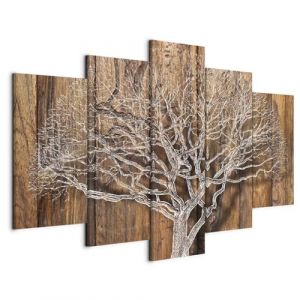 B&D XXL - Tableau décoratif nature arbre de vie 200x100 cm - Impression sur toile colorée - Décoration murale pour salon et chambre - Bois arbres forêt feuilles nature plantes fond b-C-0046-b-n (murando, neuf)