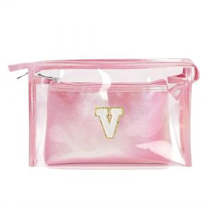 2 Pièces Sac Cosmétique de Maquillage de Voyage, Trousse de Toilette PVC Étanche pour Femme, Trousse de Maquillage Transparente, Cadeau Anniversaire Noël Idéal pour Maman Fille Epouse Amie, Rose V (palasasa, neuf)