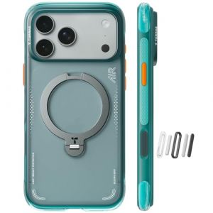 TORRAS Ostand Q3 Air Coque pour iPhone 17 Pro [Stand magn&eacute;tique Rotatif 360&deg;] [Airbags de Protection dynamiques] [Contr&ocirc;le de l'appareil Photo] [Style Antichoc] iphone 17 Pro Coque, Bleu Glacier (TORRAS Direct, neuf)