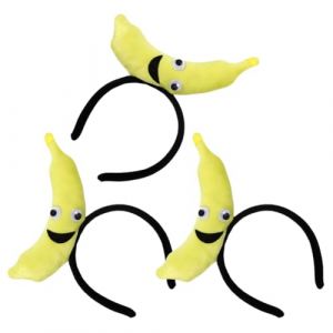 PLAFOPE Lot de 3 Bandeaux Banane Jaunes en Plastique L&eacute;ger Couvre-Chefs Fantaisie Th&egrave;me Tropical Accessoires Cheveux pour F&ecirc;te Carnaval et D&eacute;guisement Hawa&iuml;en Femme (Comexs, neuf)