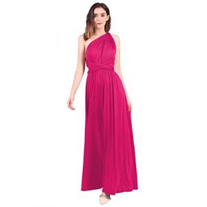 ABEHIK Femme Robe Chic de Soir&eacute;e en V-col Dress d&rsquo;Et&eacute; sans Manche Longue Robe Rouge Longue de Demoiselle d'honneur Cocktail Mariage Aniversaire Couleur Unie Infinity Dress Rouge Vif M (ZEYANG, neuf)