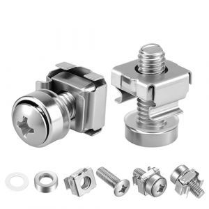 Vis et &Egrave;crous &agrave; Cages pour Armoires R&eacute;seau, 40 Pcs/20 Set M6 &Eacute;crous et Vis pour Cage pour Baie de de Serveur en Rack, Armoires de Serveurs, &Eacute;crous et Boulons Captifs (qxayxa, neuf)