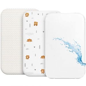 Drap Housse Cododo (Set de 2) + 1 Prot&egrave;ge Matelas Impermeable avec Elastique - 3-en-1 - Taille 55x90 cm - Compatible avec Berceaux, Lit Matelas Cododo Bebe - pour Fille et Gar&ccedil;on - Motif Nounours (BMS France, neuf)