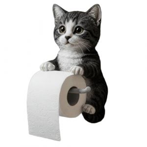 Porte-papier toilette en forme de chat 3D amusant - Support mural décoratif pour papier toilette - Rangement mural pour salle de bain et cuisine - Cadeau unique pour amoureux des chats (B) (HAOZONG-SHOP, neuf)