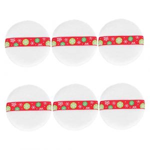 DEARMAMY 6pi&egrave;ces Houppettes de Maquillage R&eacute;utilisables pour Fond de Teint et Poudre avec Ruban Cousu Doux pour Peau Facile &agrave; Tenir et Ranger (Liiane, neuf)