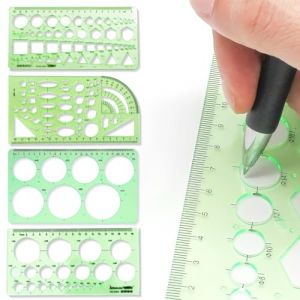 OIXEYA 4 Pcs Normographe Geographie Lycee, Trace Cercle, Gabarit Cercle, Modèles de Mesure, Règle Gabarit pour Studio Artistique ou Dessin et Dessin Personnel (DINODANUBE TRADING, neuf)