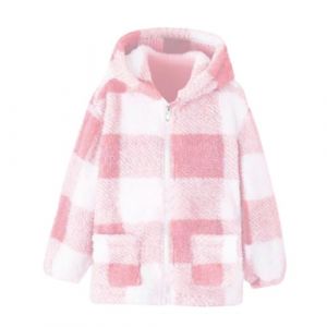 XINYUNZU Fille Veste polaire à Capuche chaude Manteau à carreaux avec poche Zipper Blouson Mignon Coat Girls Vêtement Hiver Manteaux Enfant 4-14 Ans Rosa 11 ans (RBYWBT, neuf)