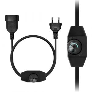 KSIBNW Variateur LED Interrupteur, Variateur d'intensité avec Câble de 2M Dimmable LED 220V-240V Variateur Réglable en Continu Prise Euro Variateur de Cordon Silencieux pour Lampes Ampoules LED, Noir (KSIBNW, neuf)