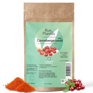 Canneberge Extrait 5% Poudre 500 g &ndash; Source d&rsquo;Antioxydants Naturels, Soutient le Confort Urinaire & la Protection Cellulaire | Conditionn&eacute;e en France, RUE DES PLANTES (ruedesplantes, neuf)