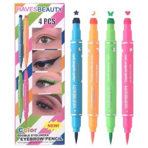 Tampon eyeliner, double t&ecirc;te, 4 couleurs, &eacute;tanche, pochoir pour les yeux, outil de maquillage avec &eacute;toile, lune, papillons, formes de c&oelig;ur pour les f&ecirc;tes (zhrnfm, neuf)