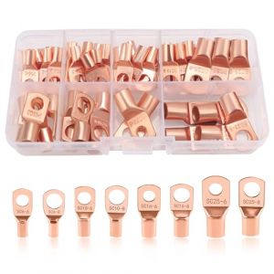 YIXISI 60 Pièces M6/M8 Cosses Tubulaires Kit, Cosses de Embouts de Câble de Batterie, pour Câble Électrique, Doré (YXS-DE, neuf)