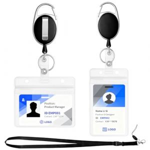 Zeeorymn Porte Badge Avec Porte Carte Transparent,Comprend - 1 Cordon, 2 porte Badge Enrouleur et 2 porte Carte &eacute;tanche, Pour Cartes de Cr&eacute;dit, Cartes d'Identit&eacute;,Porte Carte Bus. (sandusan, neuf)