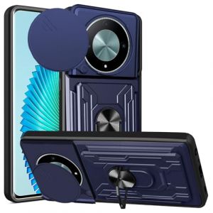 KZIOACSH Coque Honor Magic 6 Lite,Couvercle de cam&eacute;ra &agrave; glissi&egrave;re+360&deg;degr&eacute;s B&eacute;quille &agrave; Bague de Rotation avec Carte Fente Anneau Renforc&eacute;e Rigide PC et TPU Silicone Bumper Housse Antichoc,Bleu (Dragon-long, neuf)