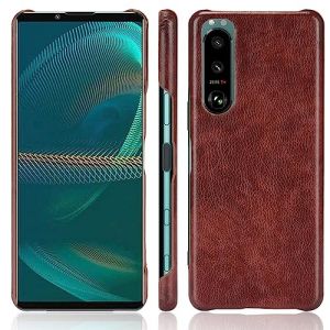 LMFULM&reg; Coque pour Sony Xperia 5 III XQBQ62 XQBQ52 XQBQ72 XQBQ42 (6,1 Pouces) Mince PU Cover &Eacute;tui de Protection PC Dur Housse Arri&egrave;re Rigide Case Litchi Motif Marron (LMAZWUFULM, neuf)