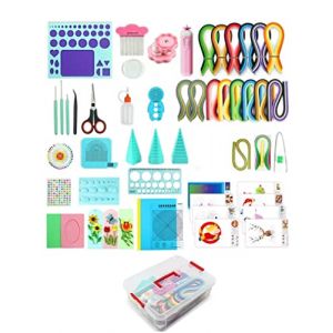 YURROAD Paper Quilling Kit de 3 mm / 5 mm / 10 mm 1740pcs bandes de quilling Ensemble d'outils de quilling avec bo&icirc;te de rangement avec courtise &agrave; fente &eacute;lectrique &agrave; fente de curler crasse (YURROAD CRAFTS, neuf)