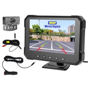 OiLiehu Kit Cam&eacute;ra de recul Filaire Syst&egrave;me, Moniteur HD 1080P de 5 Pouces pour Camera Voiture, Cam&eacute;ra de Vision Nocturne &Eacute;tanche IP68, avec C&acirc;ble d'extension de 26,2 Pieds, Ligne Auxiliaire Invers&eacute;e (Liuhuzhekeji, neuf)