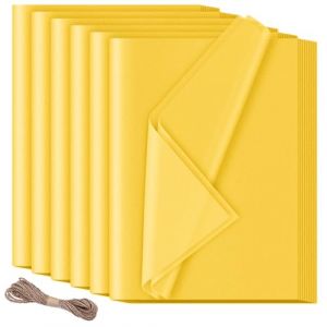 Lot de 60 feuilles de papier de soie - 50 x 70 cm - Jaune - HXJDAM - Pour emballage cadeau, remplissage, artisanat, anniversaire, Halloween (hengxinji, neuf)