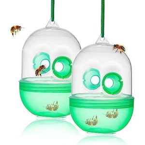 Lot de 2 pièges à guêpes - Piège à moustiques - Piège à abeilles - Piège à mouches solaire vivant contre guêpes, abeilles, frelons - Pour jardin, balcon, extérieur, piège à insectes, guêpes, pour (TOPLANDS, neuf)