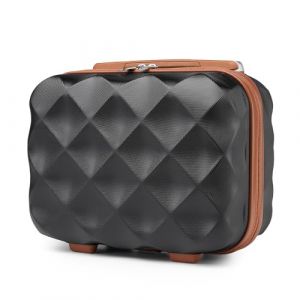 British Traveller Vanity Case Rigide 31x25x17.2cm, Trousse de Toilette Rigide, Trousse de Toilette Portable étanche Vanity Voyage (Noir/Brun) (Halterner Technologie GmbH, neuf)