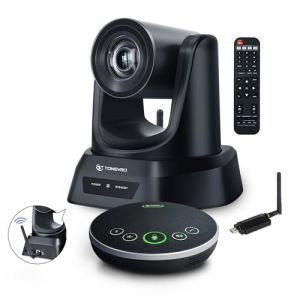 TONGVEO Système de caméra de conférence sans fil 5,8 GHz avec microphone Bluetooth, caméra PTZ 3 x 60 fps pour conférence en ligne, fonctionne avec zoom, Skype OBS facile à installer (distance Tx de (tongveo, neuf)