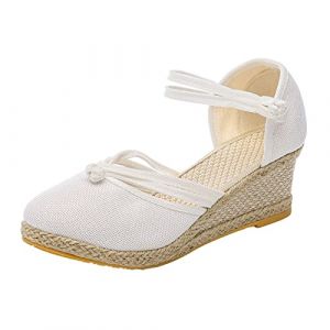 Sandale Talon Femme Chaussure Sandales Été Orthopédiques Ete Compensées Tropeziennes Compensee Escarpins Petit Chaussures Pieds Larges Eté Orthopedique Confortable Ouverte Compensée,Z0A-Blanc,38 (aodsko, neuf)