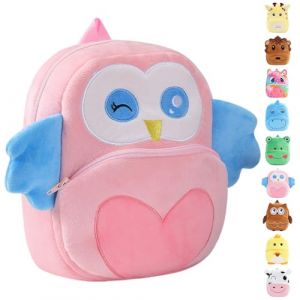 G&eacute;n&eacute;rique Petit Sac a Dos Enfant Maternelle Fille & Garcon, Cartoon Animaux Mini Sac Bebe Ecole Cr&egrave;che, 28 x 23 cm, Cartable Enfant Pr&eacute;scolaire D'&eacute;cole pour 2-6 ans (Hibou - Rosa) (JMSJ, neuf)
