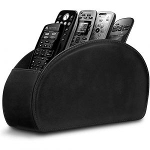 /N Support de t&eacute;l&eacute;commande en cuir avec 5 compartiments pour t&eacute;l&eacute;commande, lunettes et lecteur multim&eacute;dia, rangement de stylos (noir) (Zhangli Store, neuf)