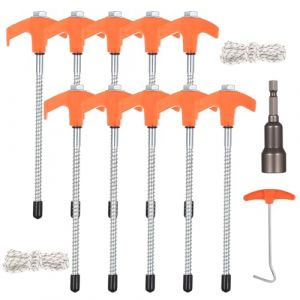 10 PcsAncrage au Sol, Kit Ancrage Balancoire, piquets de Tente &agrave; Visser, Kit Ancrage Trampoline en Spirale, Chevilles d'ancrages &agrave; Vis pour Trampolines Maison Jardin + Adaptateur pour perceuse (ShenZhenYiErLuMaoYiYouXianGongSi, neuf)