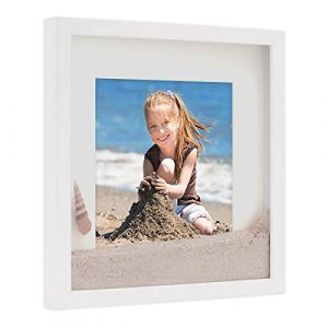 PHOTOLINI Cadre photo 3D à remplir 30 x 30 cm blanc, cadre boîte profond avec passe-partout, pour objets jusqu'à 1,5 cm, bois MDF, verre - pour les loisirs créatifs & comme cadeau (PHOTOLINI, neuf)