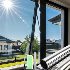 DARUITE Film Fen&ecirc;tre Anti-Regard Miroir sans Tain, Anti Chaleur, Protection Solaire UV, &Eacute;lectrostatique pour Maisons, Bureau (Argent, 30x200cm) (DFT TECHNOLOGY CO, neuf)