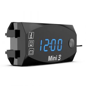 Meichoon 3 en 1 Voiture Horloge Num&eacute;rique Voltm&egrave;tre Thermom&egrave;tre 12V &Eacute;tanche Batterie Moniteur De tension LED Grand &Eacute;cran Affichage pour Motoa V&eacute;hicules &Eacute;lectriques Bleu (Meichoon Direct, neuf)