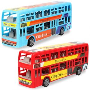 Bus Jouet, 2PCS Voitures de Jouet V&eacute;hicule Voiture Auto de Jeu Miniature Voitures &agrave; Tirer Mod&egrave;le de Bus Autobus Voiture Jouets Friction Ensemble de V&eacute;hicules Autobus pour Enfants(Bleu-Rouge) (luqiangfushi, neuf)
