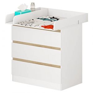 WOLTU Table à Langer avec 3 tiroirs Meuble à Langer pour bébé en aggloméré et MDF,Blanc (WOLTU GmbH, neuf)