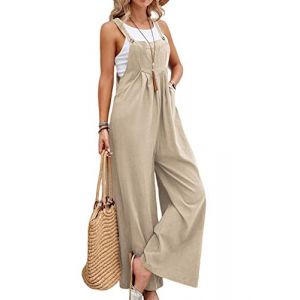 Angel ZYJ Salopette pour Femme ÉTé Loose Combinaison Casual Confort Respirante Baggy Combinaison à Jambes Larges avec Poches (as4, alpha, x_l, regular, regular, Kaki) (JYX tech, neuf)