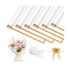 GIDWRIY Papier Bouquet de Fleur 58 X 58 CM,Papier Emballage Fleuriste,Papiers Cadeau Anniversaire,Flower Bouquet Wrapping Paper,Papiers Craft Fleurs,Rouleau Plastique Fleuriste,Emballage Colis (GOLDEN COVE 2025, neuf)