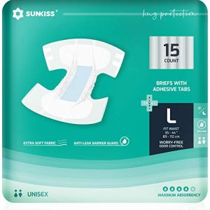 SUNKISS TrustPlus Couches Adultes pour Homme et Femme, Couches Absorbantes pour la Nuit, Culottes Jetables pour Incontinence Urinaire, Contrôle des Odeurs, Unisexe, Taille L, 60 Unités (SUNKISS Direct, neuf)