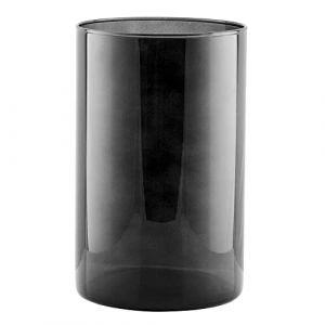 TREND FOR HOME Grand Vase D&eacute;coratif &agrave; Poser au Sol - Cylindre Noir Rond - &Oslash; 13.5 cm - Vase Pampa - Porte Bougie - Verre Color&eacute; Fum&eacute; - Centre de Table Mariage - Fleur Smoky (Trend Ecommerce, neuf)