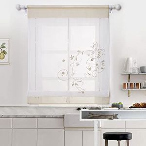 SIMPVALE Rideaux Romain Kaki 60x140cm, Brodés Floral Store Romain, Décoration Intérieur Fenêtre Rideaux Voilages Chambre Salon Cuisine Balcon (Gazelle E-Commerce, neuf)