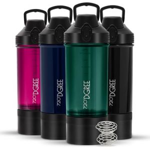 720°DGREE Shaker Fitness uberShaker 550ml - Premium Shaker à protéines avec compartiment à poudre, sphère – Anti-fuite, Sans-BPA – Pour boissons crémeuses protéines, gym, entraînement, nutrition (Kaave, neuf)