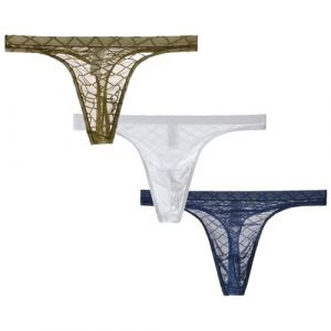 TNNRAO Hommes Strings Culottes Ultra-Mince Maille Transparent String Thongs Sexy Doux Respirant Mince Poche Hommes Culotte String Tanga (lclvld, neuf)