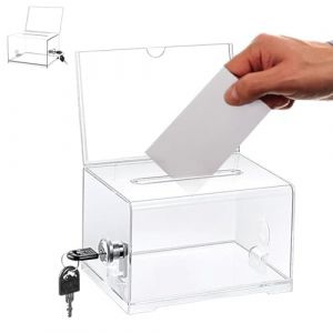 Bo&icirc;te de Dons en Acrylique, Bo&icirc;te &agrave; Dons Verrouillable, urne &Eacute;lectorale Transparente avec Serrure &agrave; Cl&eacute;, Tirelire Transparente, Bo&icirc;te &agrave; dons verrouillable, pour Les Votes, Jeux, Cartes de Visite (Aarcyye-Store, neuf)
