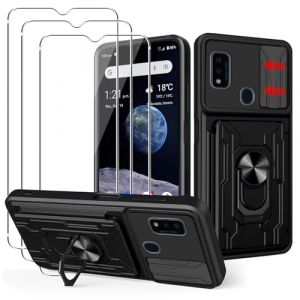 MEMELOKA Coque pour ZTE Blade A51 + 3 Pi&egrave;ces Verre Tremp&eacute;, Rigide PC et TPU Bumper Antichoc &Eacute;tui de Protection[Lentille Coulissante Couverture][Fente pour Carte][Support Rotatif], Noir (YDX-FIRST, neuf)