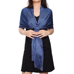 heekpek Chale Femme Mariage Dor&eacute; &Eacute;charpe Ch&acirc;le &Eacute;tole Mariage Wrap Foulard pour Soir&eacute;e C&eacute;r&eacute;monies Parties F&ecirc;tes Mariage, Marine, Taille unique (HKPK, neuf)
