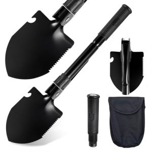 Bubuny Pelle Pliante Multifonctionnelle, Mini Pelle Pliante Jardinage Acier allié Inoxydable de Haute qualité pour la Survie pour Randonnée,Camping,Chasse,Jardinage,Pelletage De La Neige (tengmaodianzi, neuf)