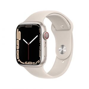 Apple Watch Series 7 (GPS + cellulaire, 45MM) Bo&icirc;tier en Aluminium Lumi&egrave;re Stellaire avec Bracelet Sport Lumi&egrave;re Stellaire (Reconditionn&eacute;) (Mobielmakers B.V., neuf)