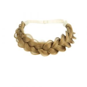 Serre-t&ecirc;te r&eacute;glable tress&eacute; extensible en cheveux synth&eacute;tiques dor&eacute;/marron/noir (Big 6) (WANGJZNB, neuf)