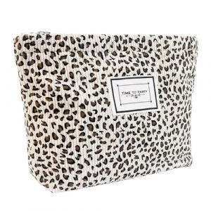 1 trousse de maquillage blanche léopard, trousse de maquillage, sac à provisions, sac de maquillage, trousse de maquillage pour femme, trousse de maquillage en velours côtelé, trousse de maquillage (YingyuSHOP, neuf)
