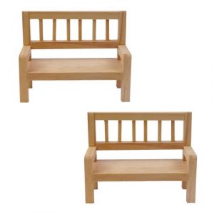 Sarini Lot de 2 bancs en Bois pour Maison de poup&eacute;e, Mini Meubles en Bois, Maison de poup&eacute;e Miniature, &eacute;chelle 1:12, Banc de Jardin en Bois, Meubles de Jardin, d&eacute;coration de Jardin (Sarini EU, neuf)