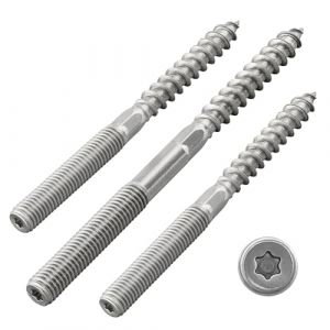 Vis &agrave; double filetage avec entra&icirc;nement Torx (TX) | avec partie centrale hexagonale | Acier inoxydable A2 / V2A | Vis &agrave; double filetage | Vis sans t&ecirc;te | Vis pour bois (M8 x 80 mm, 10 pi&egrave;ces) (DSM-Verbindungstechnik GmbH, neuf)
